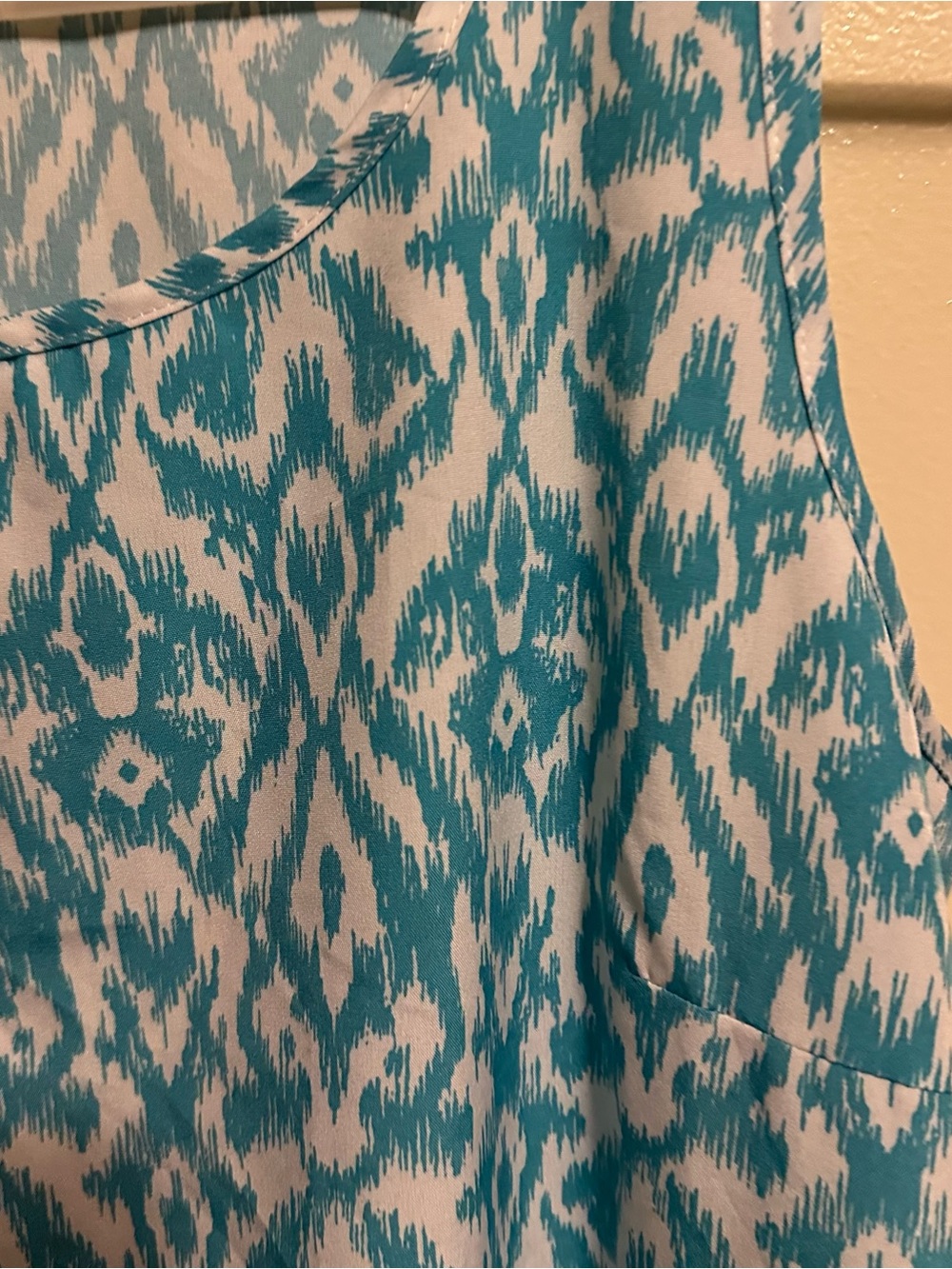 Sleeveless Teal Ikat Print dress